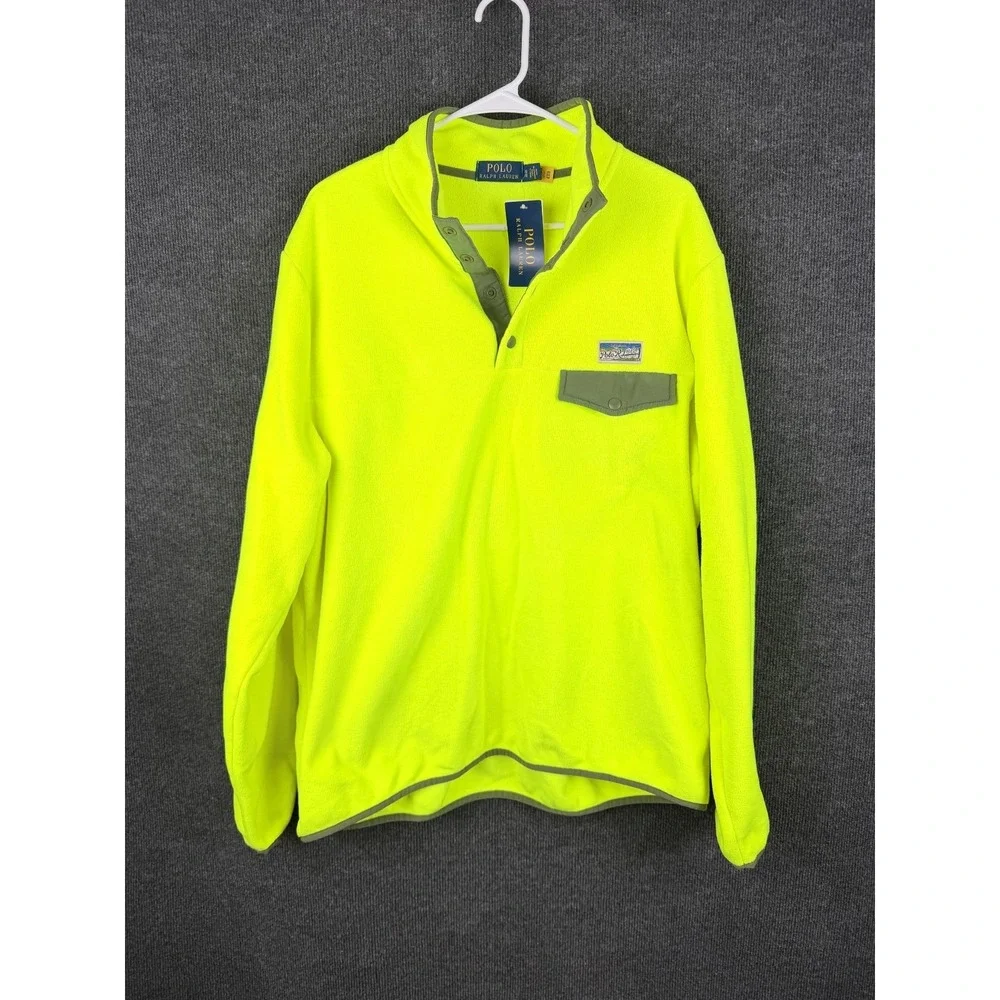 Polo Ralph Lauren Fleece Pullover Mens XL‎ Neon Safety Yellow Gorpcore NWT